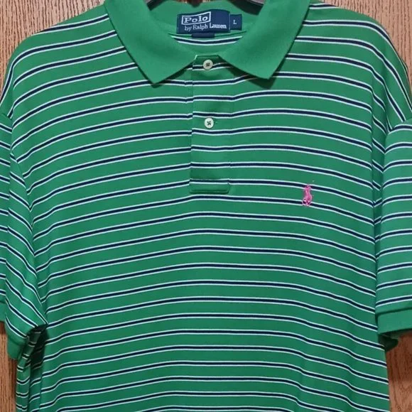 Polo (Ralph Lauren)-(Green/Black)-(Stripe)-(Pre-owned)-(Size L)-$30.00 - Picture 2 of 4
